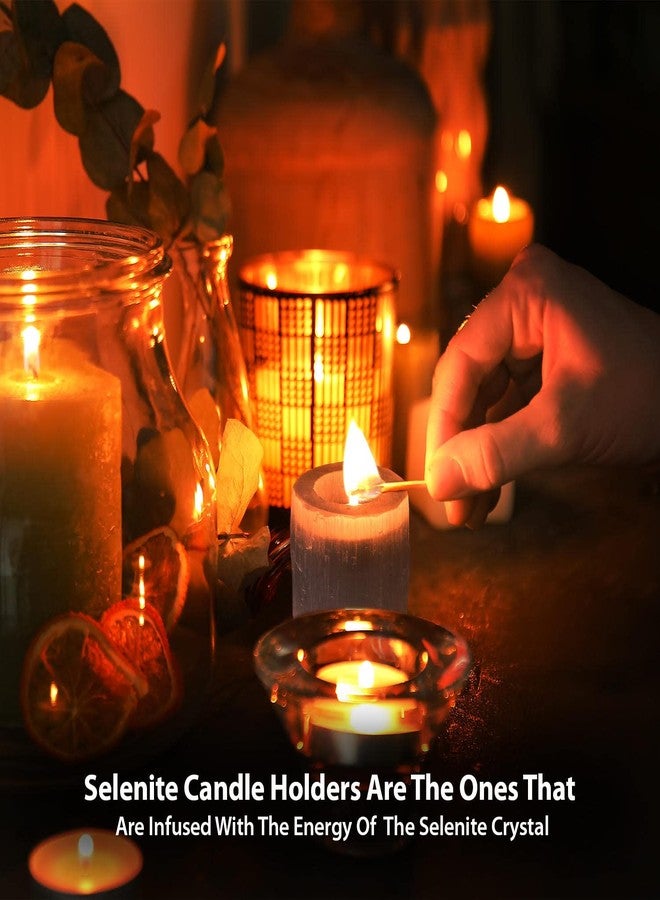 Himalayan Glow Selenite Crystal Candle Holder, Natural Tea Light Candlestick Holder, Reiki, Chakra, Crystals and Healing Stones Best for Gift & Home Decor - Pack of 2 - Image 3