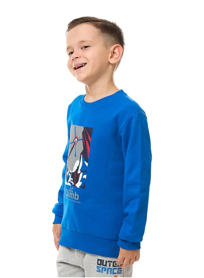 victor and jane Victor And Jane Boys Blue Graphic Print Cotton Sweatshirt