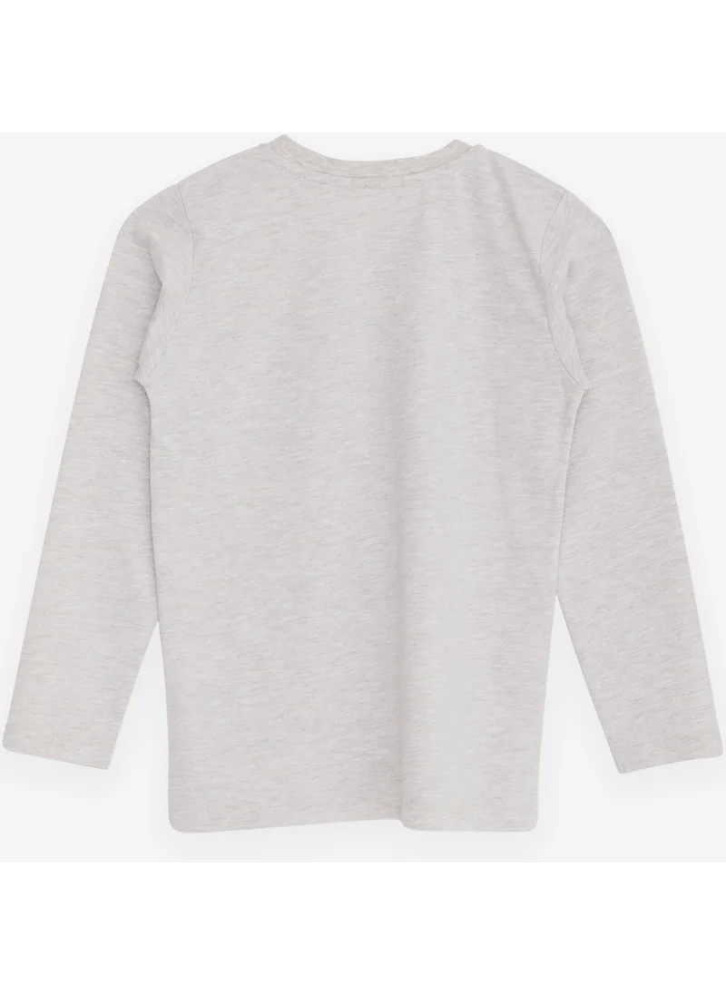 Breeze Boy's Long Sleeve T-Shirt Text Printed, Ages 6-12, Beige Melange