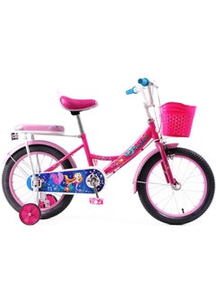 Vaux Elgo Mermaid Kids Road Bike 16 Inch w/ Training Wheels - Dark Pink  - Image 1