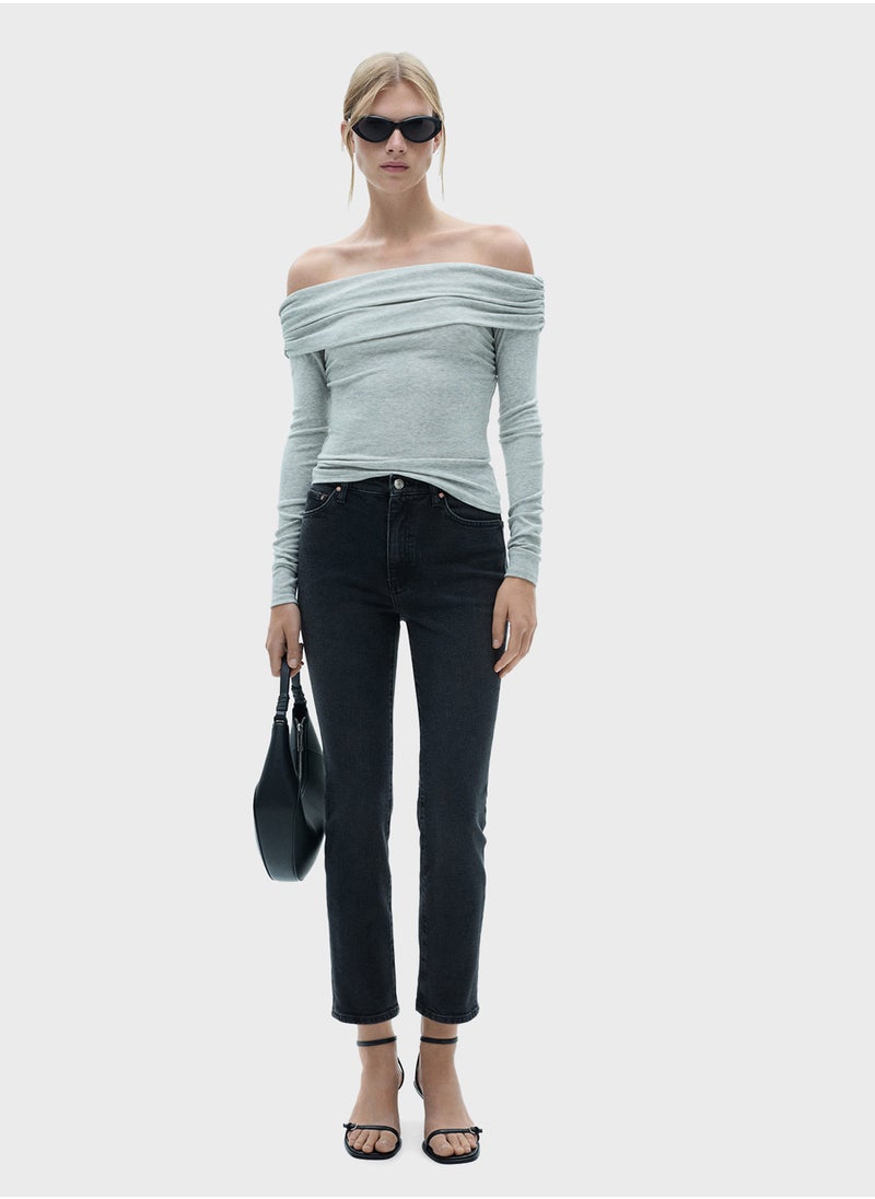 MANGO Claudia Waxed Slim Fit Cropped Jeans  - Image 4