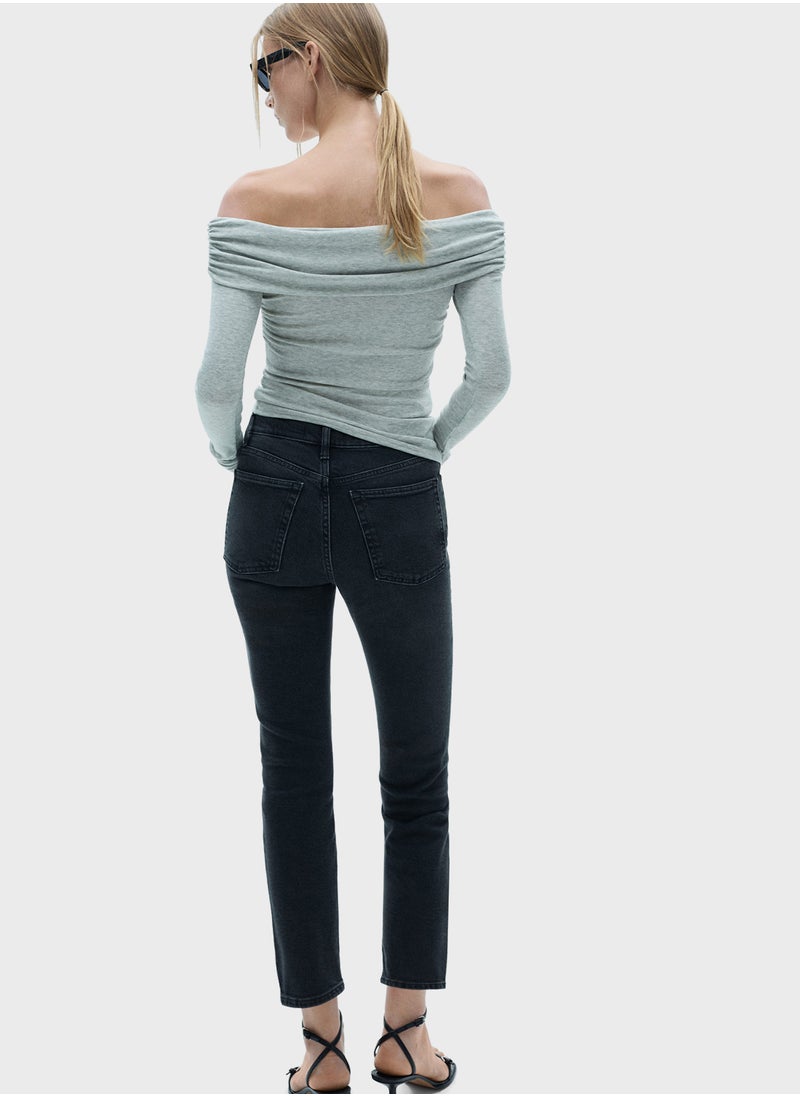 MANGO Claudia Waxed Slim Fit Cropped Jeans  - Image 2