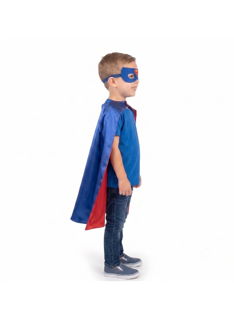 Kidzilla Superman Cape and Mask Set - Kids Cloak with Felt Eye Mask for Halloween Costume, Dress Up & Birthday Party Favors - Image 3