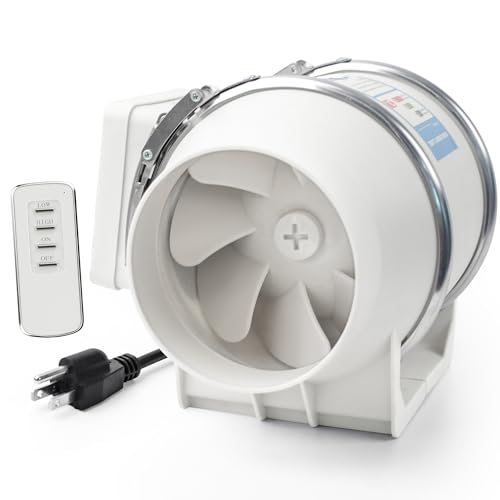 Voltset 4" Inch Inline Exhaust Fan with Remote Control, 280 CFM High Efficiency Air Flow for Bathroom, Kitchen, Grow Tent, Hydroponics, 3D Printer - Image 1