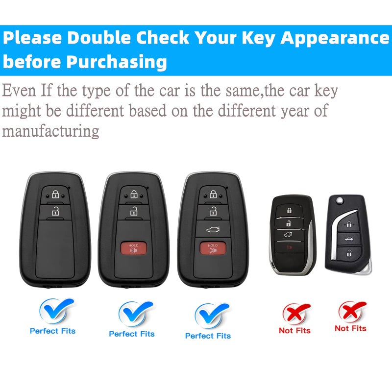 RFSRZ for Toyota Key Fob Cover with Premium Shell Wristlet 360 Degree Protection Key Case for 2018-2022 2023 2024 Camry RAV4 Highlander Avalon C-HR Prius Corolla GT86 Smart Key (Black) - Image 2
