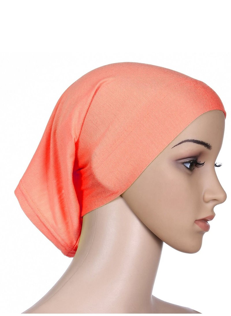 Loquat Women's Stretch Under Scarf Hijab Cap Solid Color Hijab Tube Orange