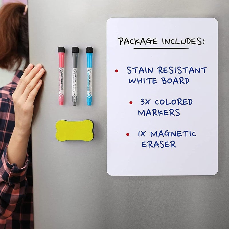 لينجي سبورة بيضاء قابلة للمسح الجاف، مجموعة سبورة بيضاء مغناطيسية متعددة الاستخدامات - 12 بوصة × 8 بوصة مقاومة للبقع، سطح قابل للمسح - مثالية للثلاجة والفصول الدراسية والمكتب، عبوة من 5 قطع - Image 3