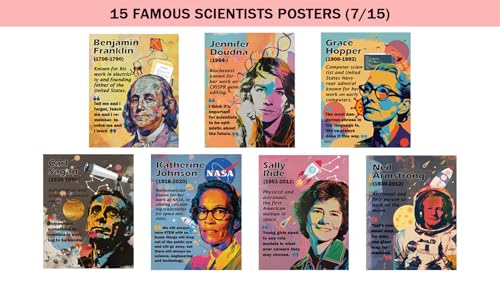 1step2dream Science Poster Classroom Set 15 Vibrant 11x14 Educational Wall Art Featuring Famous Scientists Ideal for Middle School Science Labs Bulletin Boards - Image 3