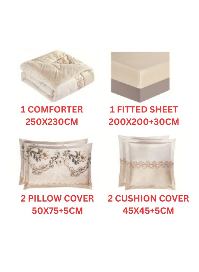 سمارت هوم طقم لحاف نفرين شتوي 6 قطع نظام وجهين ، مفرش مخمل بحشوة مايكروفايبر، لحاف بملمس حريري علي الوجهين ، مفرش مقاس كوين 230x250 سم ، المفرش يناسب سرير مقاس 200X200 سم - Image 5