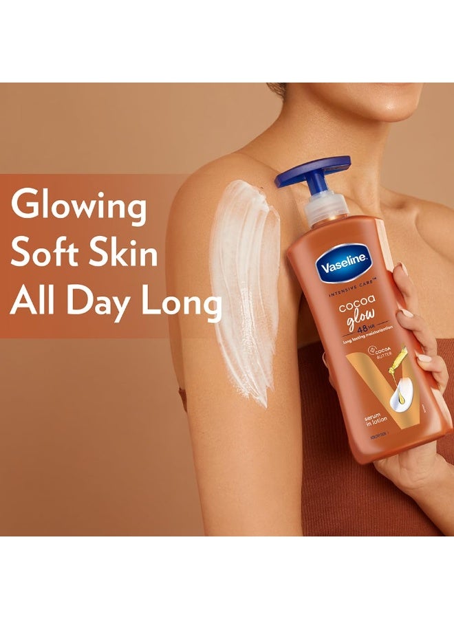 Vaseline Cocoa Glow Serum In Lotion, 600 ml | 100% Pure Cocoa & Shea Butter for Glowing & Soft Skin - Image 3