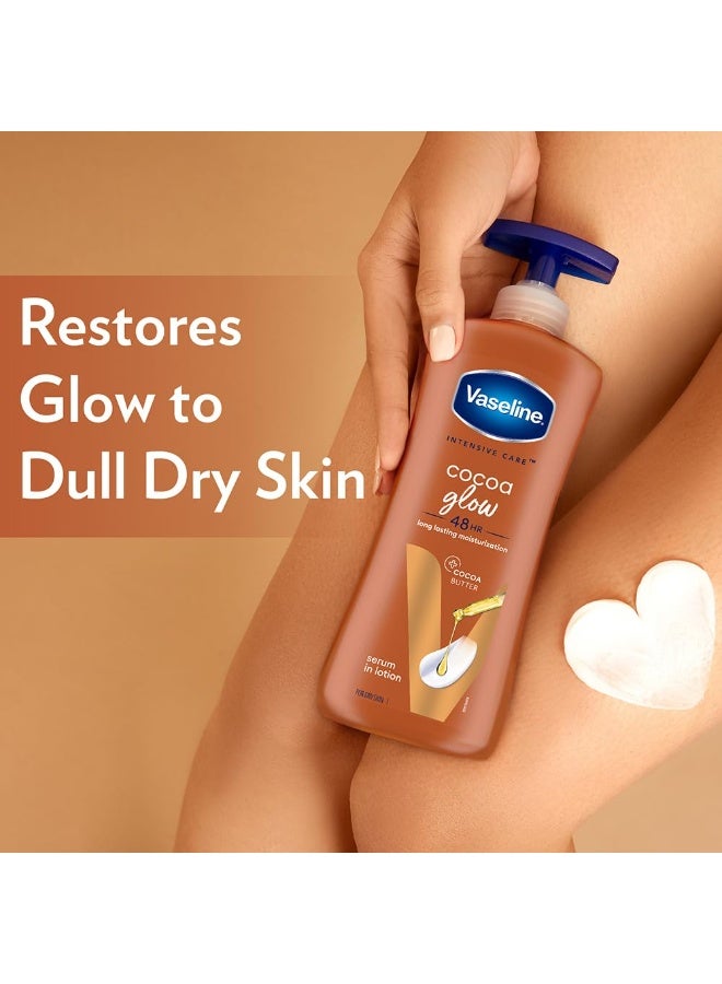 Vaseline Cocoa Glow Serum In Lotion, 600 ml | 100% Pure Cocoa & Shea Butter for Glowing & Soft Skin - Image 4