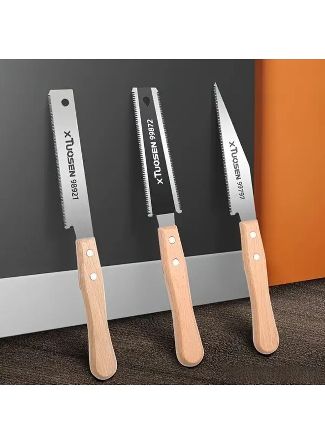 Three Piece Pull Saw Set Double Edged Woodworking Hand Saw For Trimming - Image 2