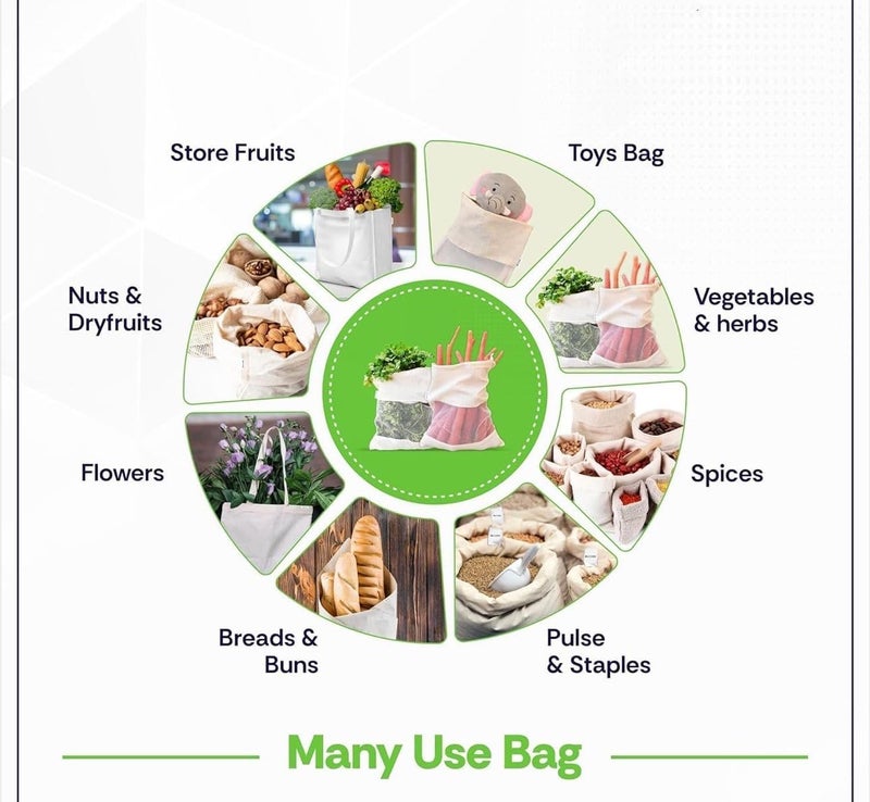 STARKENDY Cotton Mesh Produce Bag for Fridge Storage Breathable Vegetable Bag with Drawstring Wooden Bead Closure Durable Reusable 12 - Image 2