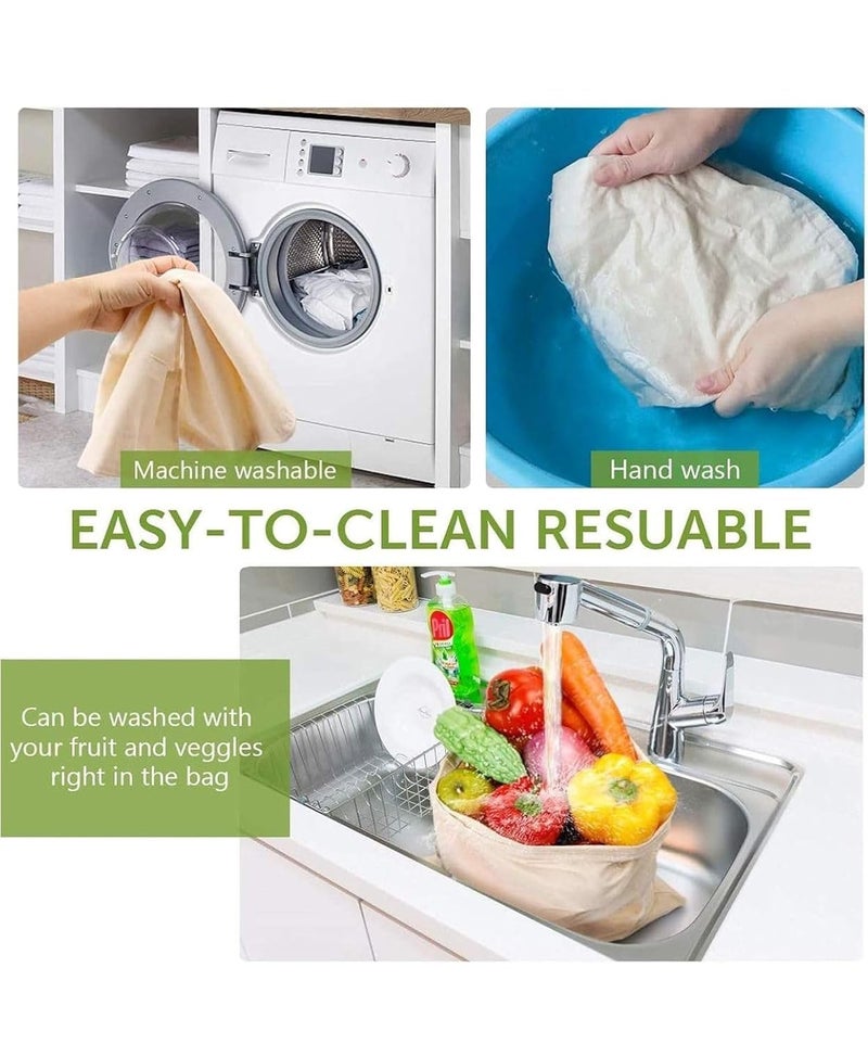 STARKENDY Cotton Mesh Produce Bag for Fridge Storage Breathable Vegetable Bag with Drawstring Wooden Bead Closure Durable Reusable 12 - Image 4