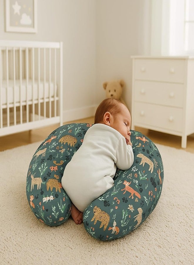 Proliva وسادة بروليفا للرضاعة الطبيعية للأطفال حديثي الولادة مع غطاء قابل للفصل، وسادة الرضاعة الطبيعية ووسادة الأمومة، مجموعة دعم لوسادة الرضاعة الطبيعية وسرير الأم (بالو - أخضر) - Image 1