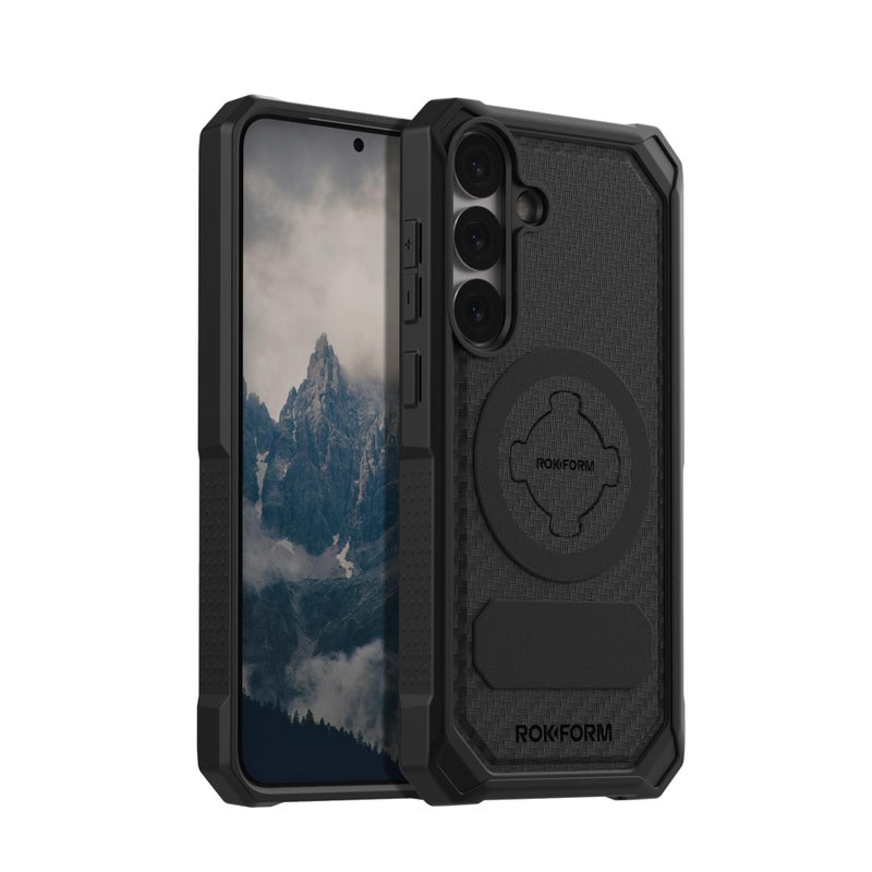 Rokform Rugged Case Compatible with Galaxy S25 Plus, Magnetic Cover with Twist Lock, Drop Tested Armor (Black) - Image 1
