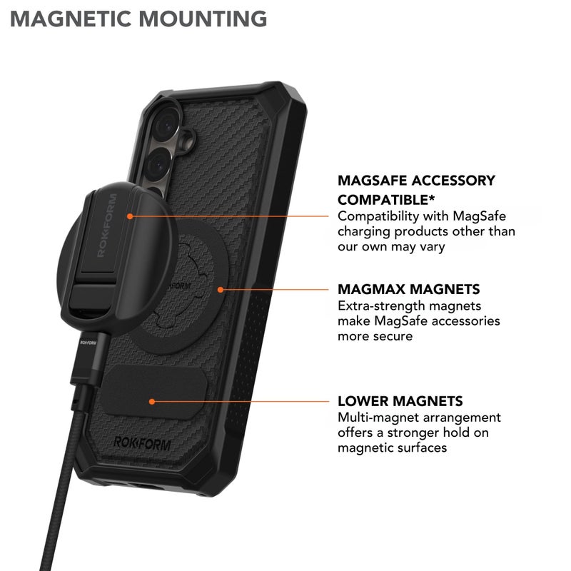 Rokform Rugged Case Compatible with Galaxy S25 Plus, Magnetic Cover with Twist Lock, Drop Tested Armor (Black) - Image 3