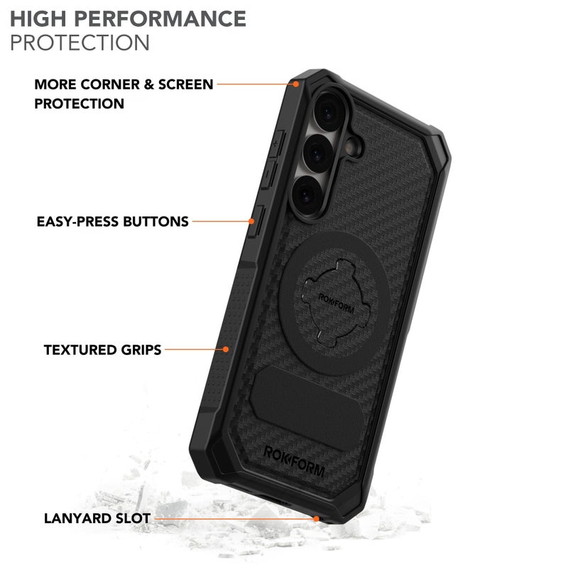 Rokform Rugged Case Compatible with Galaxy S25 Plus, Magnetic Cover with Twist Lock, Drop Tested Armor (Black) - Image 2