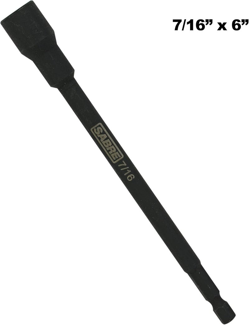 Sabre Tools 7/16 Inch Impact Magnetic Nut Driver – 6 Inch Length, 1/4 Inch Hex Shank, Magnetic Socket Tip (7/16” SAE) - Image 1