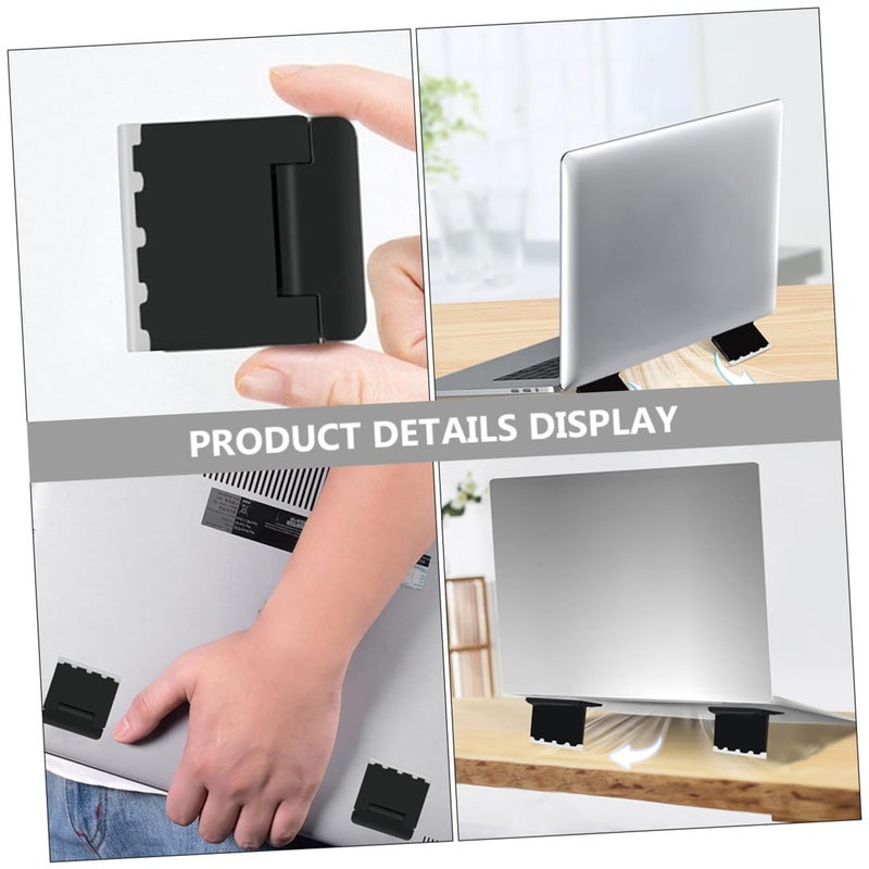 Portable Foldable Laptop Stand Ergonomic Cooling Holder Black 4 Pcs - Image 4