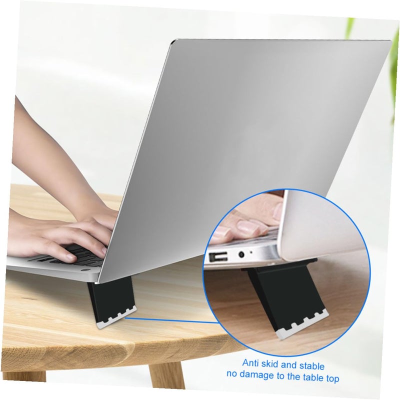 Portable Foldable Laptop Stand Ergonomic Cooling Holder Black 4 Pcs - Image 5