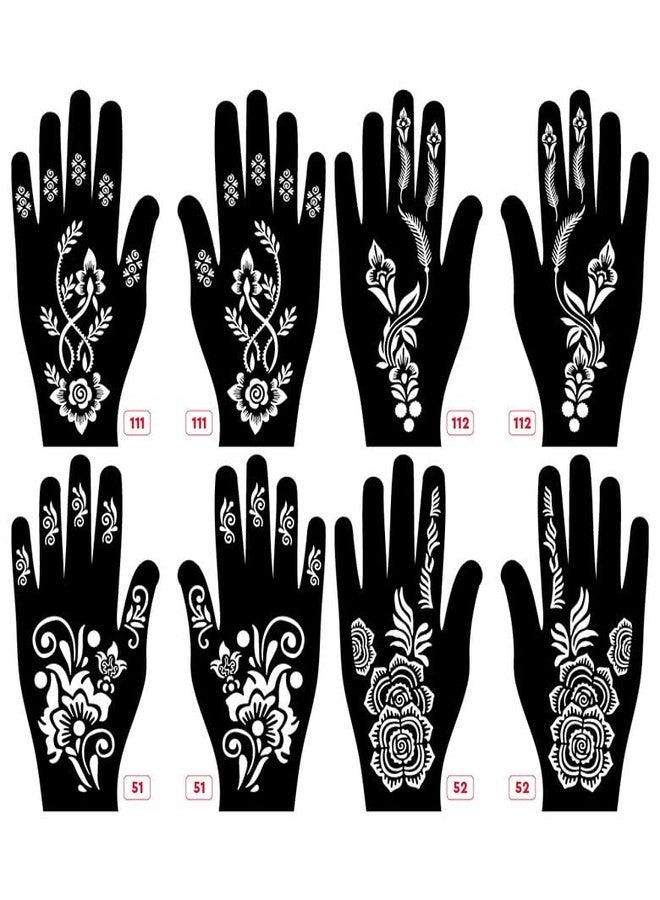 Apcute Mehndi Stencils for Hands Bridal Reusable Latest Mehandi Design Stencils for Girls, Womens, Kids, Unisex Design NO - Apcute-New-111-112-51-52 - Image 1