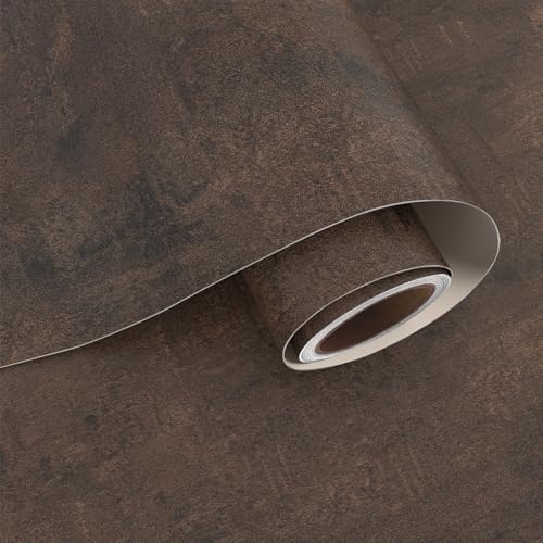 VaryPaper 32 x 118 Industrial Brown Limewash Wallpaper Peel and Stick Concrete Wallpaper Textured Concrete Contact Paper for Countertops Waterproof Self Adhesive Cement Wall Paper for Living Room - Image 1