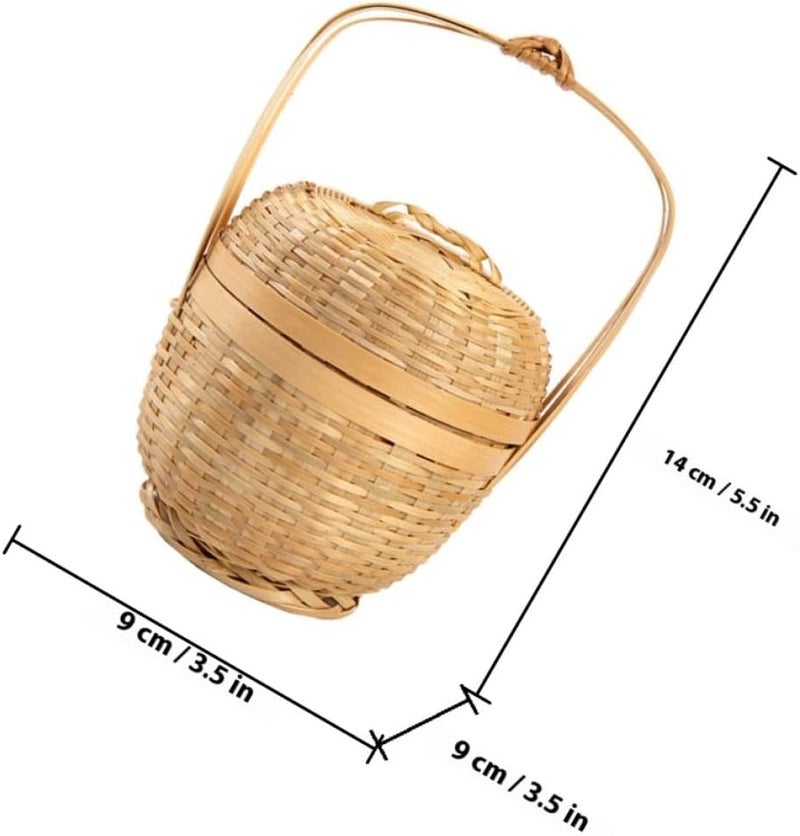 Generic Handheld Mini Basket with Lid Woven Pastoral Style Storage Basket for Candy Packing and Food Serving for Kitchen and Dining Use - Image 2