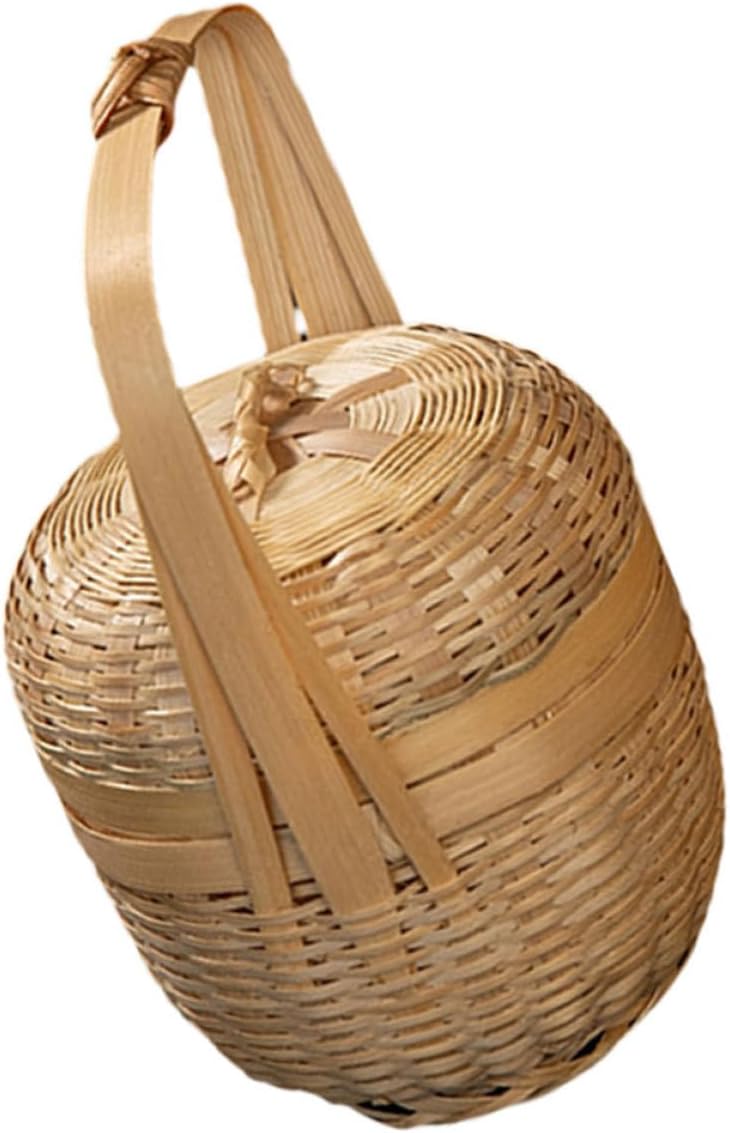 Generic Handheld Mini Basket with Lid Woven Pastoral Style Storage Basket for Candy Packing and Food Serving for Kitchen and Dining Use - Image 1