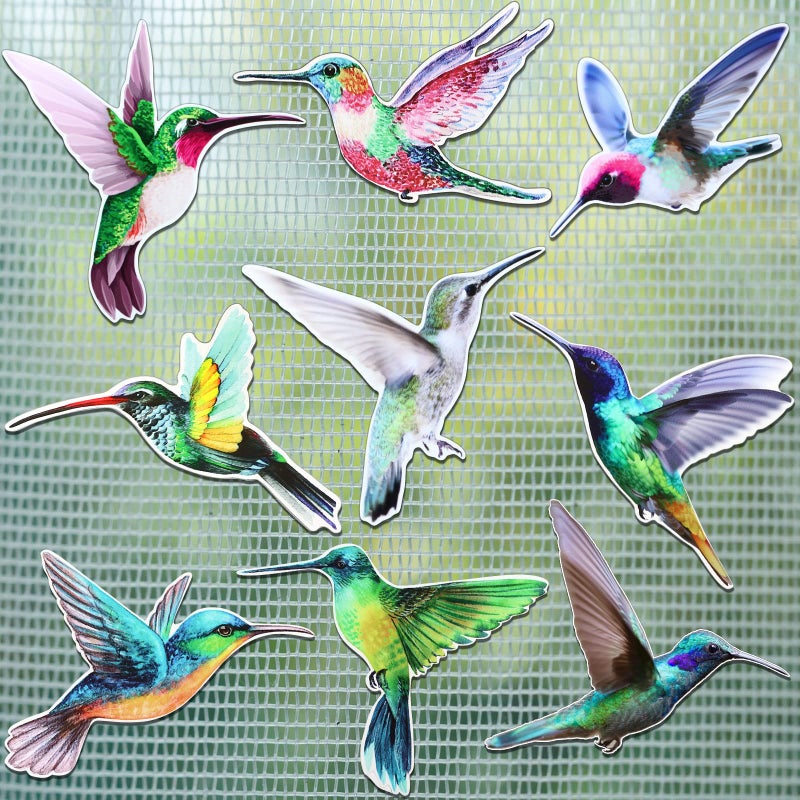 18 Pieces Humming Bird Screen Door Magnets Decorative Flexible Double Sided Magnetic Sticker Magnetic Screen Door Decor Window Decorations Hummingbird Magnets for Sliding Doors Protector