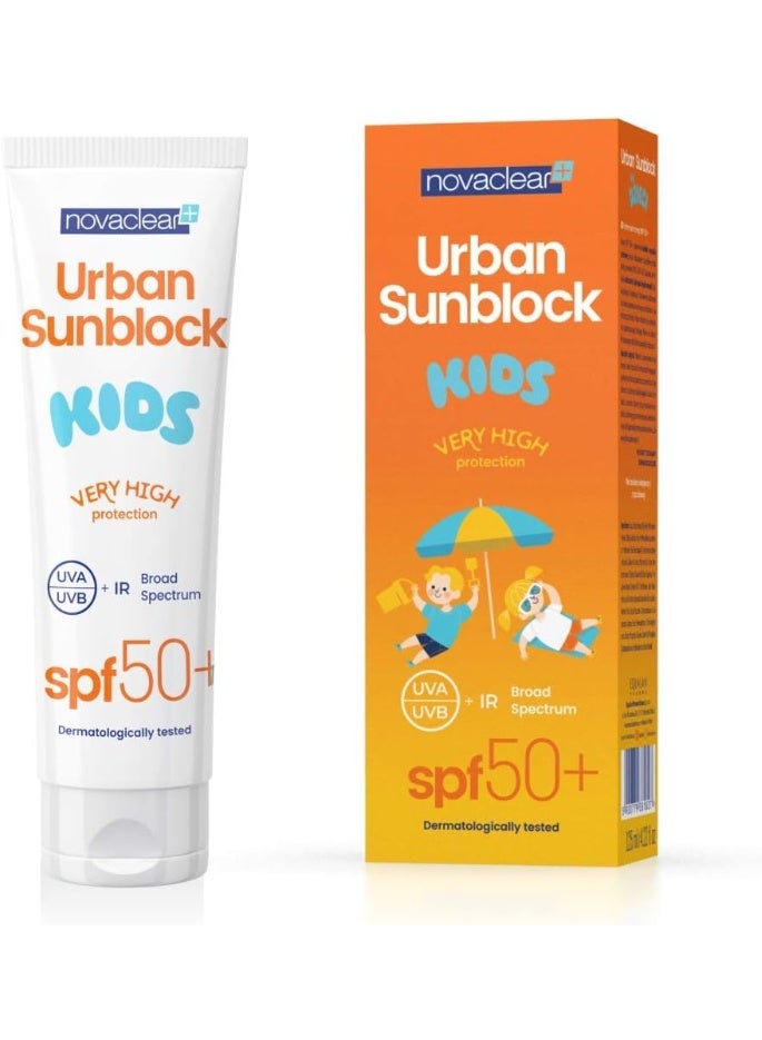Novaclear Urban Sunblock SPF 50+ for Kids – Gentle Broad Spectrum Sunscreen with Aloe Vera & Hydromanil – 125ml