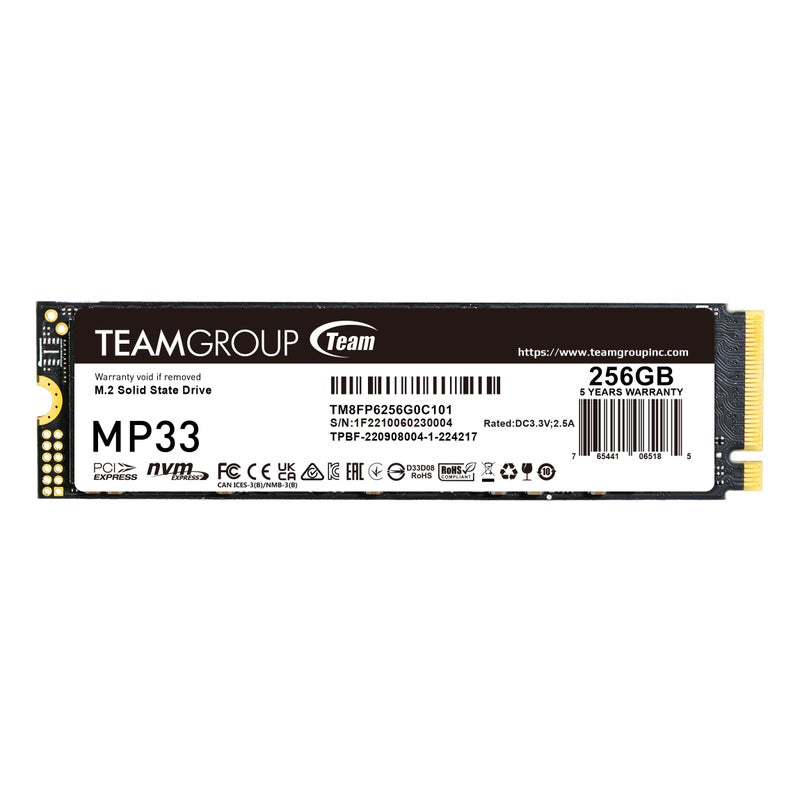 TEAMGROUP MP33 256GB SLC Cache 3D NAND TLC NVMe 13 PCIe Gen3x4 M2 2280 Internal SSD RW Speed up to 16001000 MBs LaptopPC Desktop TM8FP6256G0C101 - Image 2