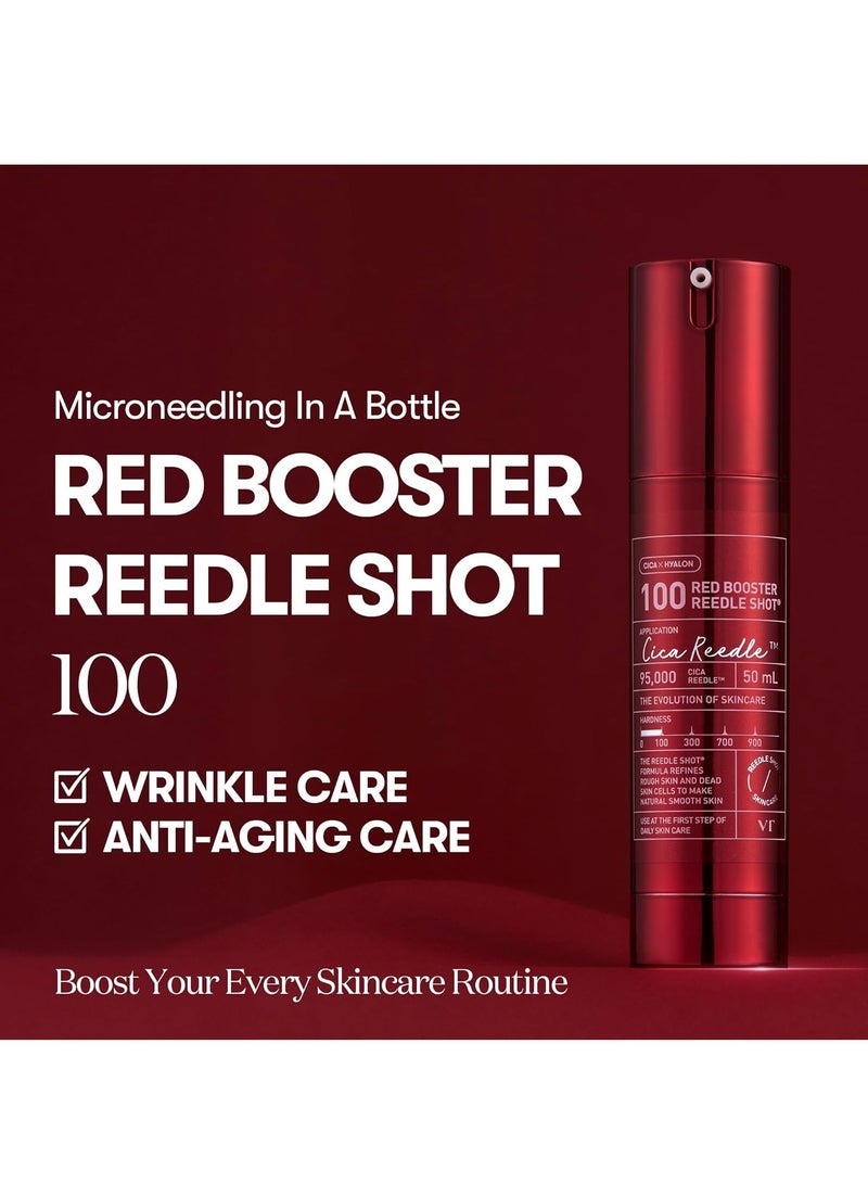 في تي كوزمتيكس مستحضرات التجميل VT Red Booster Reedle Shot 100، سيروم Spicule Microneedling للبشرة المعرضة لحب الشباب والملتهبة، مضاد للأكسدة، سيروم الإكسوسوم لبشرة ناعمة كالزجاج، معزز للبشرة الكورية 1.69 أونصة سائلة (50 مل)  - Image 2