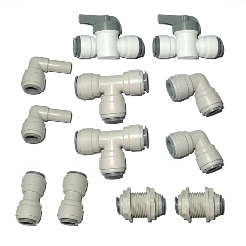 YZMSZ 12pcs 12 inch water line Quick Connect Push In to Connect Tube Fitting for RO Reverse Osmosis Water Filter Tube Fittings Valve Tee Elbow Straight Bulkhead Elbow stem - Image 1