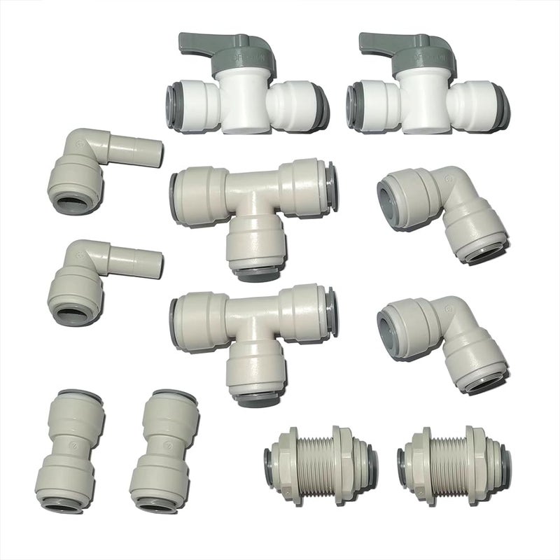 YZMSZ 12pcs 12 inch water line Quick Connect Push In to Connect Tube Fitting for RO Reverse Osmosis Water Filter Tube Fittings Valve Tee Elbow Straight Bulkhead Elbow stem - Image 2