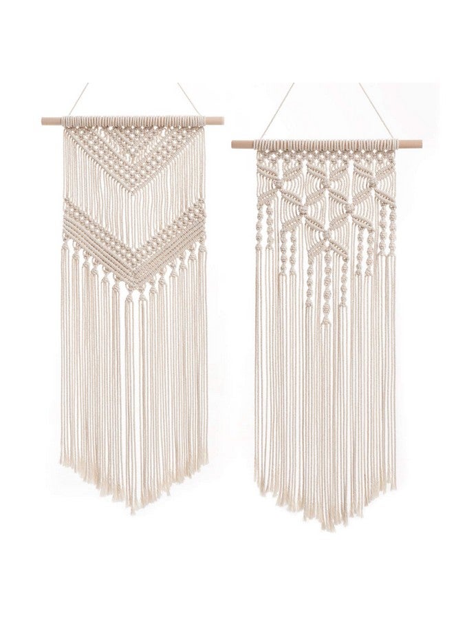 داهي، قطعتان من ديكور الحائط المكرمية، فن جداري منسوج، نسيج مكرمية، ديكور منزلي أنيق بوهو، مناسب للشقة، غرفة النوم، الحضانة، معرض الصور، 13 بوصة عرض × 26 بوصة طول و13 بوصة عرض × 28 بوصة طول - Image 1