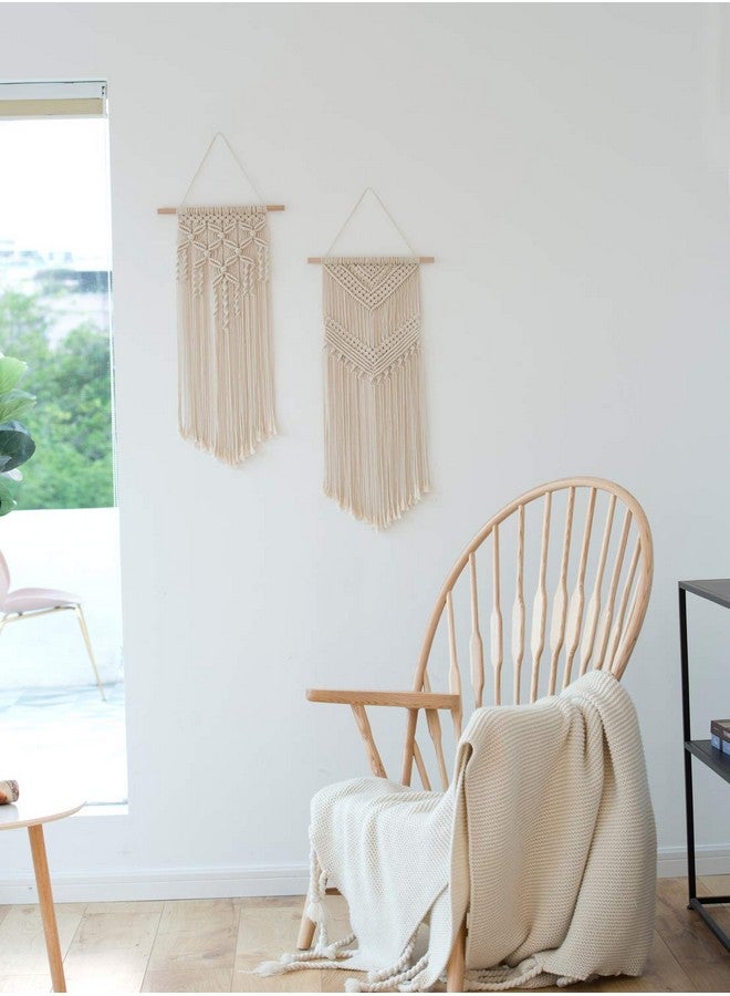 داهي، قطعتان من ديكور الحائط المكرمية، فن جداري منسوج، نسيج مكرمية، ديكور منزلي أنيق بوهو، مناسب للشقة، غرفة النوم، الحضانة، معرض الصور، 13 بوصة عرض × 26 بوصة طول و13 بوصة عرض × 28 بوصة طول - Image 2