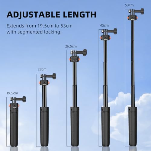 BRDRC 20" Osmo Pocket 3 Tripod for Action Camera, Mini Table Desk Extendable Stand Small Handheld Selfie Stick with Quick Release 1/4'' Screw Vlog for DJI Action 5 Pro for Insta360 X4 X5 X3 Accessories - Image 5