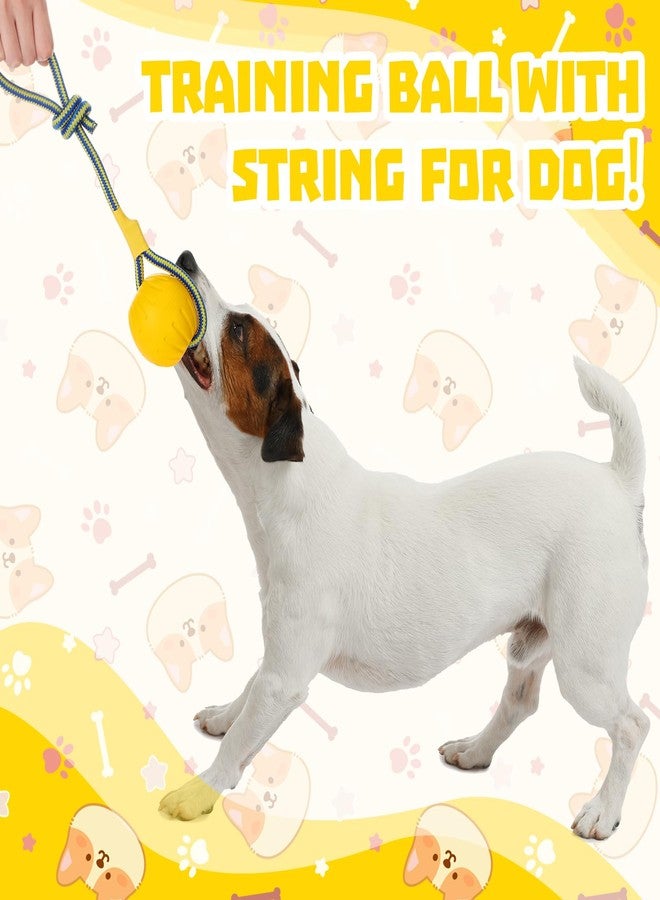 Hsei 2 Pcs Large Dog Ball on a Rope Rubber Dog Toy with Handle Ball Yellow Floats in Water for Tug Training Rewards Interactive Pet Fetch Catch Throw Outdoor Puppy Teething Medium Pet - Image 3