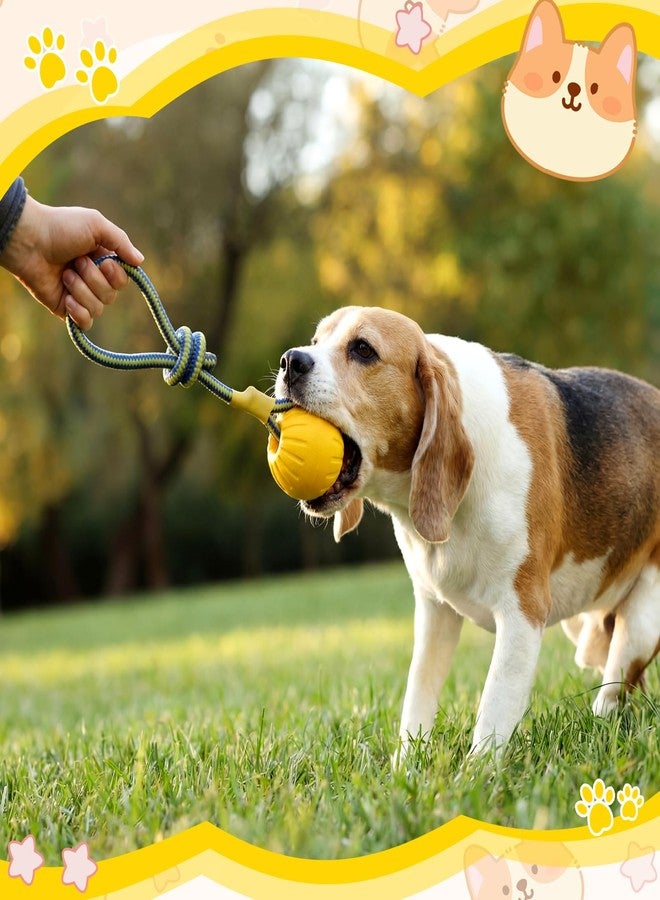 Hsei 2 Pcs Large Dog Ball on a Rope Rubber Dog Toy with Handle Ball Yellow Floats in Water for Tug Training Rewards Interactive Pet Fetch Catch Throw Outdoor Puppy Teething Medium Pet - Image 5