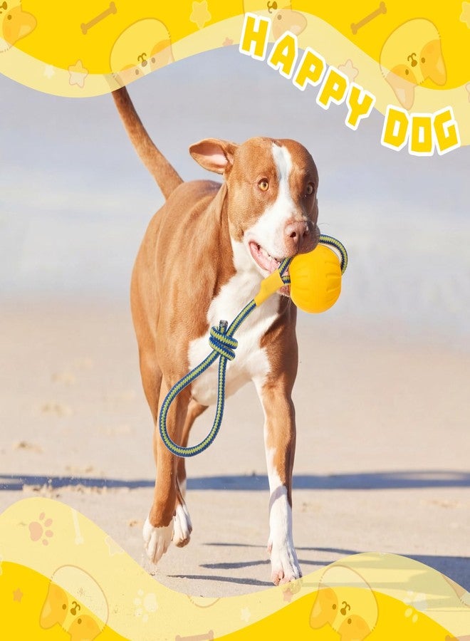 Hsei 2 Pcs Large Dog Ball on a Rope Rubber Dog Toy with Handle Ball Yellow Floats in Water for Tug Training Rewards Interactive Pet Fetch Catch Throw Outdoor Puppy Teething Medium Pet - Image 4