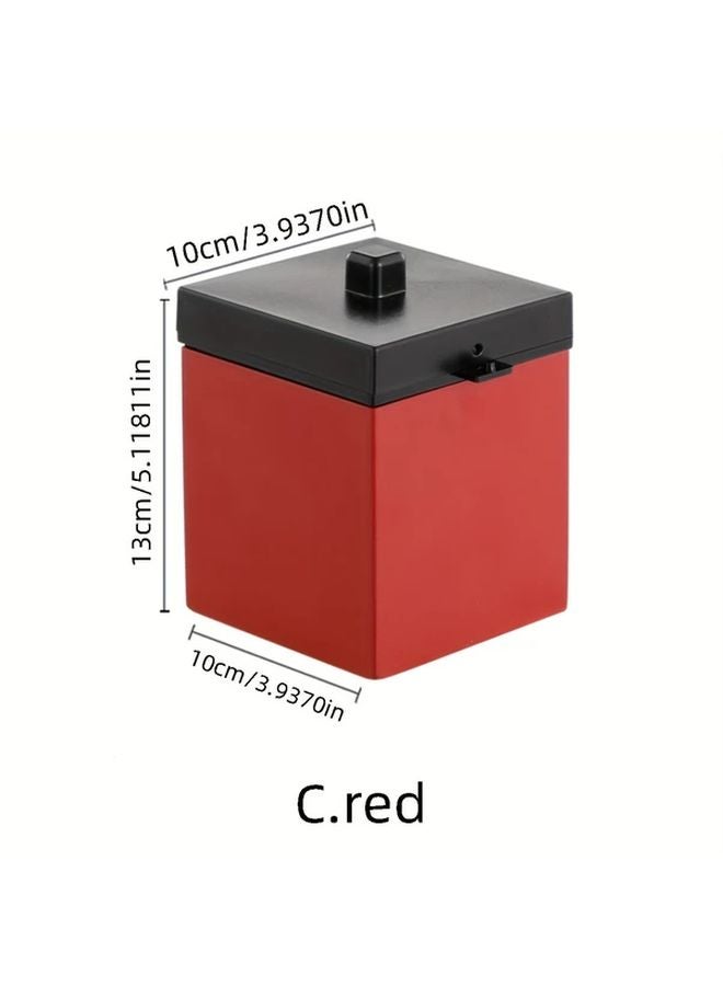 Red Windproof Stainless Steel Ashtray With Lid Compact Portable For Car Office - Image 1