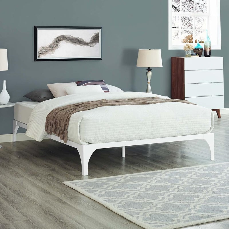 Modway إطار سرير مودواي أولي الحديث من الفولاذ مع قاعدة مرتبة مع دعم شرائح باللون الأبيض - Image 2