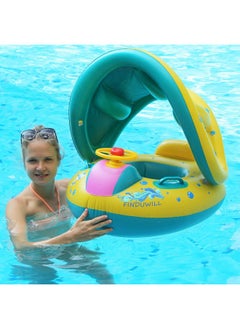 FindUWill Inflatable Baby Swimming Pool Floats With Removable Sun Protection Canopy, Toddler Floaties With Seat And Handle, No Flip Over Baby Boat Swim Floats For Age Of 6-36 Months, With Hand Pump, Storage Bag  - Image 2