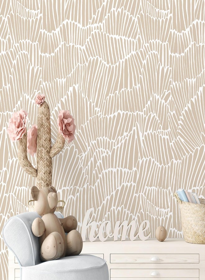 Guvana Peel and Stick Wallpaper Boho Wallpaper White and Beige Wallpaper Modern Striped Wallpaper Removable Wallpaper for Bedroom WallpaperWallpaper Self Adhesive Wallpaper - Image 1