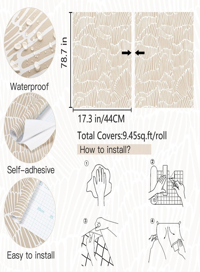 Guvana Peel and Stick Wallpaper Boho Wallpaper White and Beige Wallpaper Modern Striped Wallpaper Removable Wallpaper for Bedroom WallpaperWallpaper Self Adhesive Wallpaper - Image 5