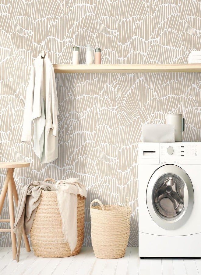 Guvana Peel and Stick Wallpaper Boho Wallpaper White and Beige Wallpaper Modern Striped Wallpaper Removable Wallpaper for Bedroom WallpaperWallpaper Self Adhesive Wallpaper - Image 2