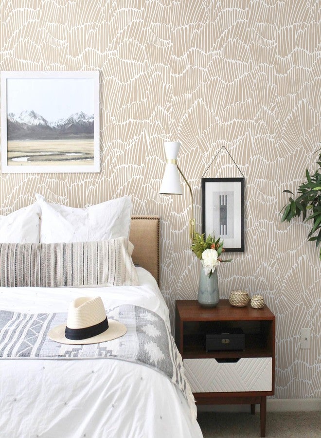 Guvana Peel and Stick Wallpaper Boho Wallpaper White and Beige Wallpaper Modern Striped Wallpaper Removable Wallpaper for Bedroom WallpaperWallpaper Self Adhesive Wallpaper - Image 4