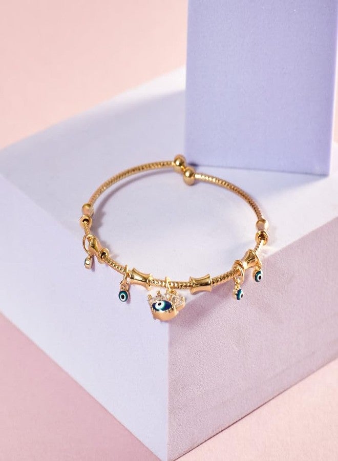 SALTY Anti Tarnish Chic Evil Eye Tassel Bangle Bracelet for Women | Fancy Jewellery Gifts | Hand Band | Latest Fashion Accessories for Girls | Minimal Jewelry Design | Ideal for Gifting | Marriage, Birthday | Gift for Valentine Day - Image 3