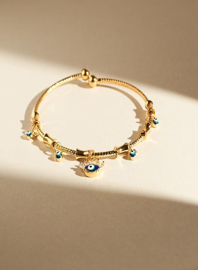 SALTY Anti Tarnish Chic Evil Eye Tassel Bangle Bracelet for Women | Fancy Jewellery Gifts | Hand Band | Latest Fashion Accessories for Girls | Minimal Jewelry Design | Ideal for Gifting | Marriage, Birthday | Gift for Valentine Day - Image 2